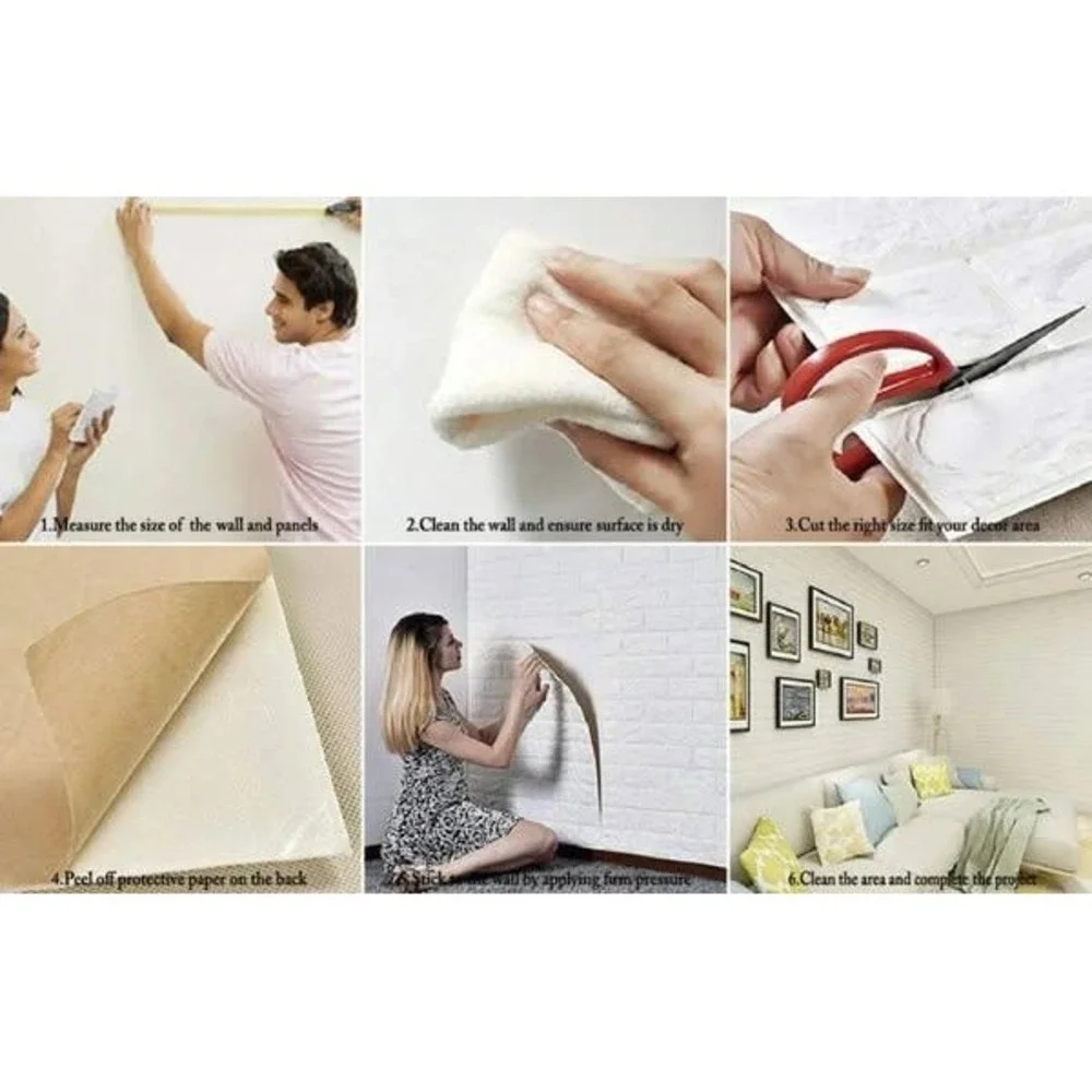 3D Brick Wallpaper Panels Self Adhesive Peel and Stick‎ Wall Decor 192 SQ FT
